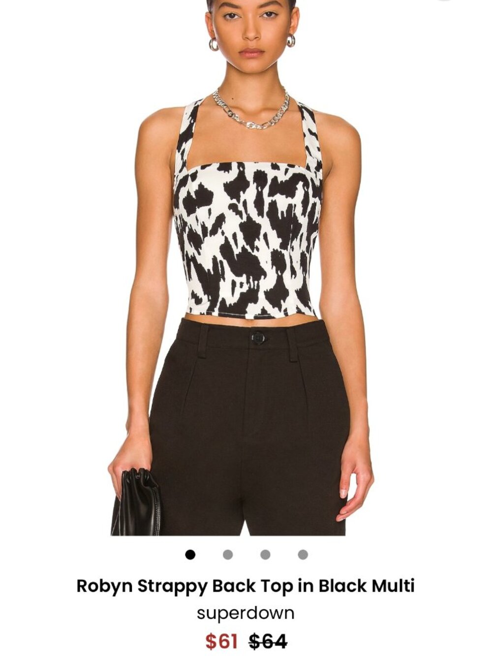 superdown Robyn Strappy Back Top — Black Multi — Size M